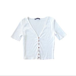 Zara knit short sleeve button up top size Medium